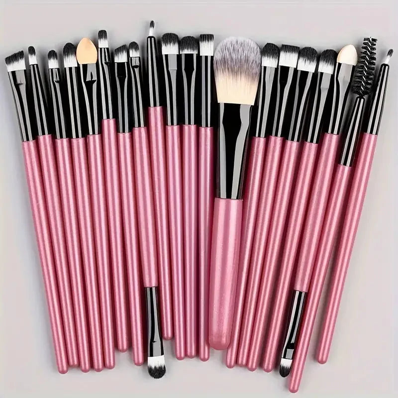 Lot de 20 pinceaux de maquillage pour eye-liner, pinceaux estompeurs, pinceaux de maquillage pour joues, pinceaux de fond de teint cosmétiques pour les yeux