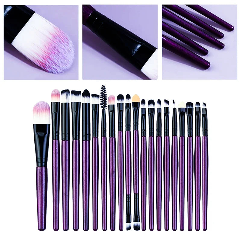 Lot de 20 pinceaux de maquillage pour eye-liner, pinceaux estompeurs, pinceaux de maquillage pour joues, pinceaux de fond de teint cosmétiques pour les yeux