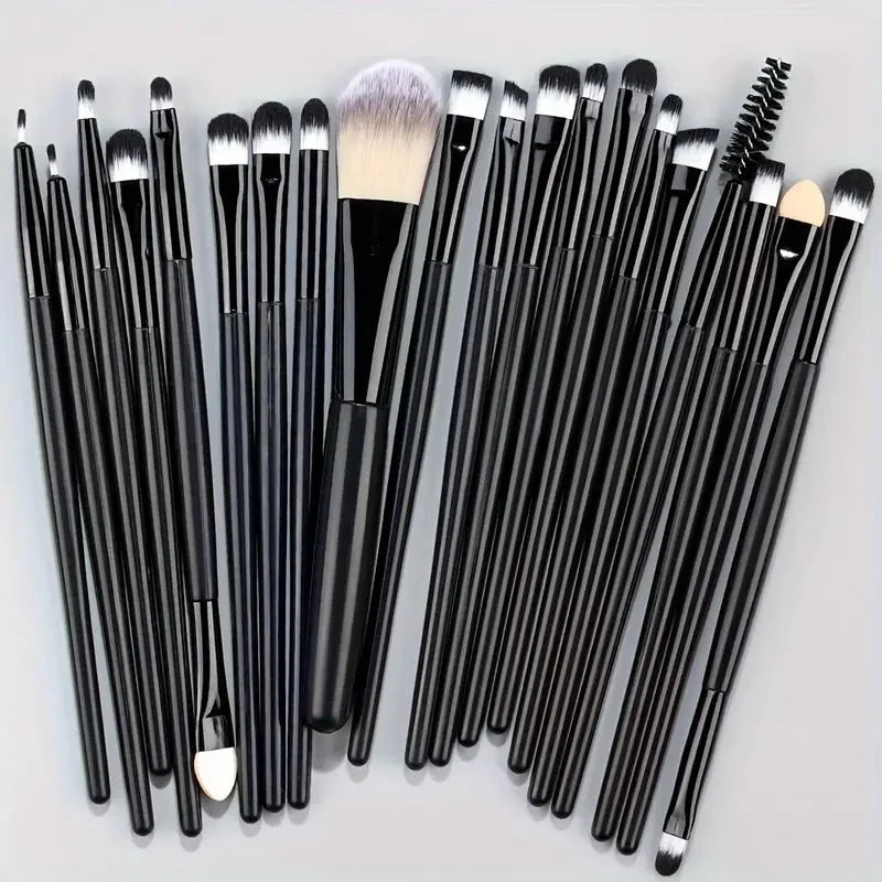 Lot de 20 pinceaux de maquillage pour eye-liner, pinceaux estompeurs, pinceaux de maquillage pour joues, pinceaux de fond de teint cosmétiques pour les yeux