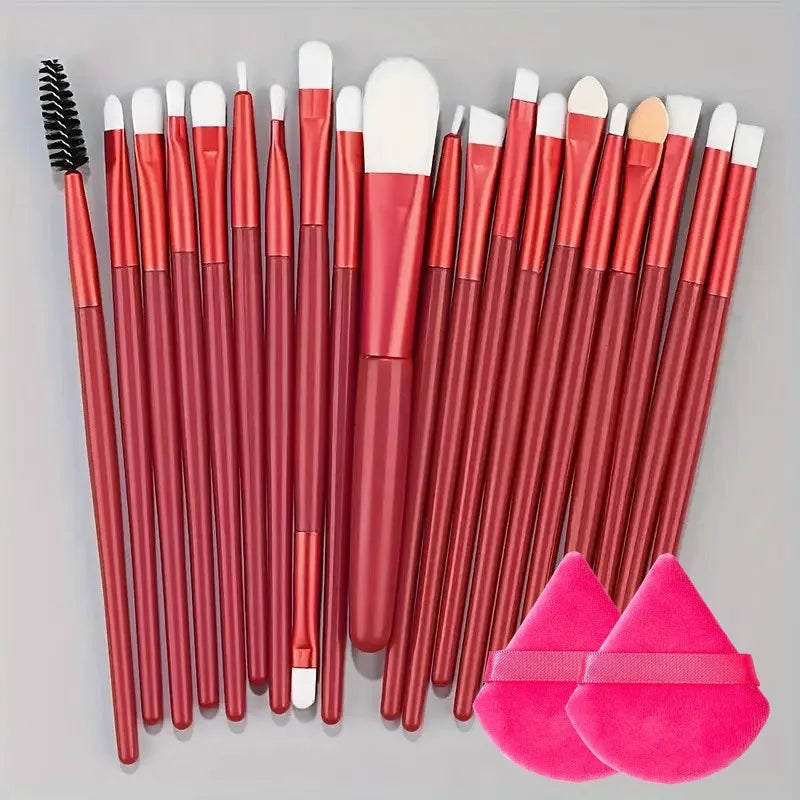 Lot de 20 pinceaux de maquillage pour eye-liner, pinceaux estompeurs, pinceaux de maquillage pour joues, pinceaux de fond de teint cosmétiques pour les yeux