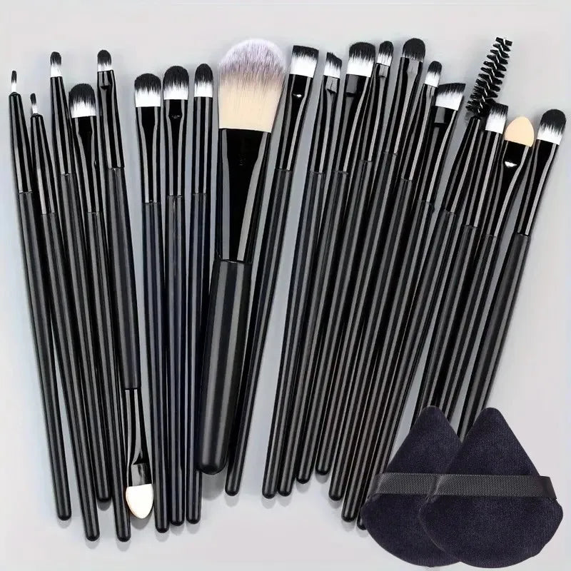 Lot de 20 pinceaux de maquillage pour eye-liner, pinceaux estompeurs, pinceaux de maquillage pour joues, pinceaux de fond de teint cosmétiques pour les yeux