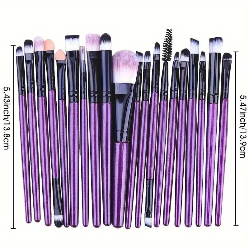 Lot de 20 pinceaux de maquillage pour eye-liner, pinceaux estompeurs, pinceaux de maquillage pour joues, pinceaux de fond de teint cosmétiques pour les yeux