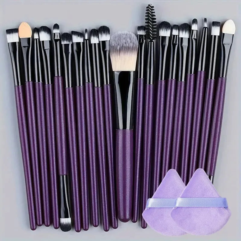 Lot de 20 pinceaux de maquillage pour eye-liner, pinceaux estompeurs, pinceaux de maquillage pour joues, pinceaux de fond de teint cosmétiques pour les yeux