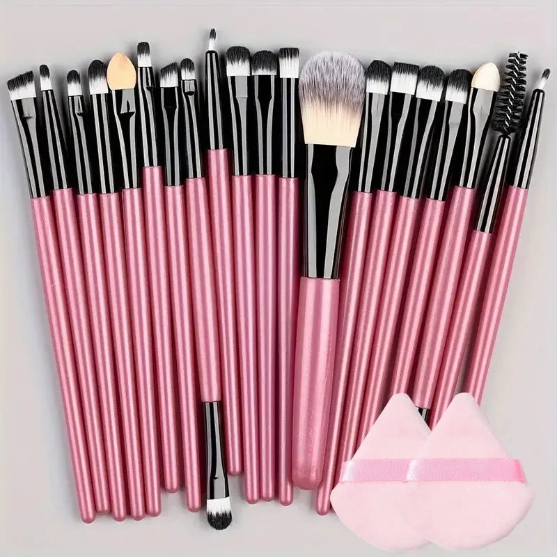 Lot de 20 pinceaux de maquillage pour eye-liner, pinceaux estompeurs, pinceaux de maquillage pour joues, pinceaux de fond de teint cosmétiques pour les yeux