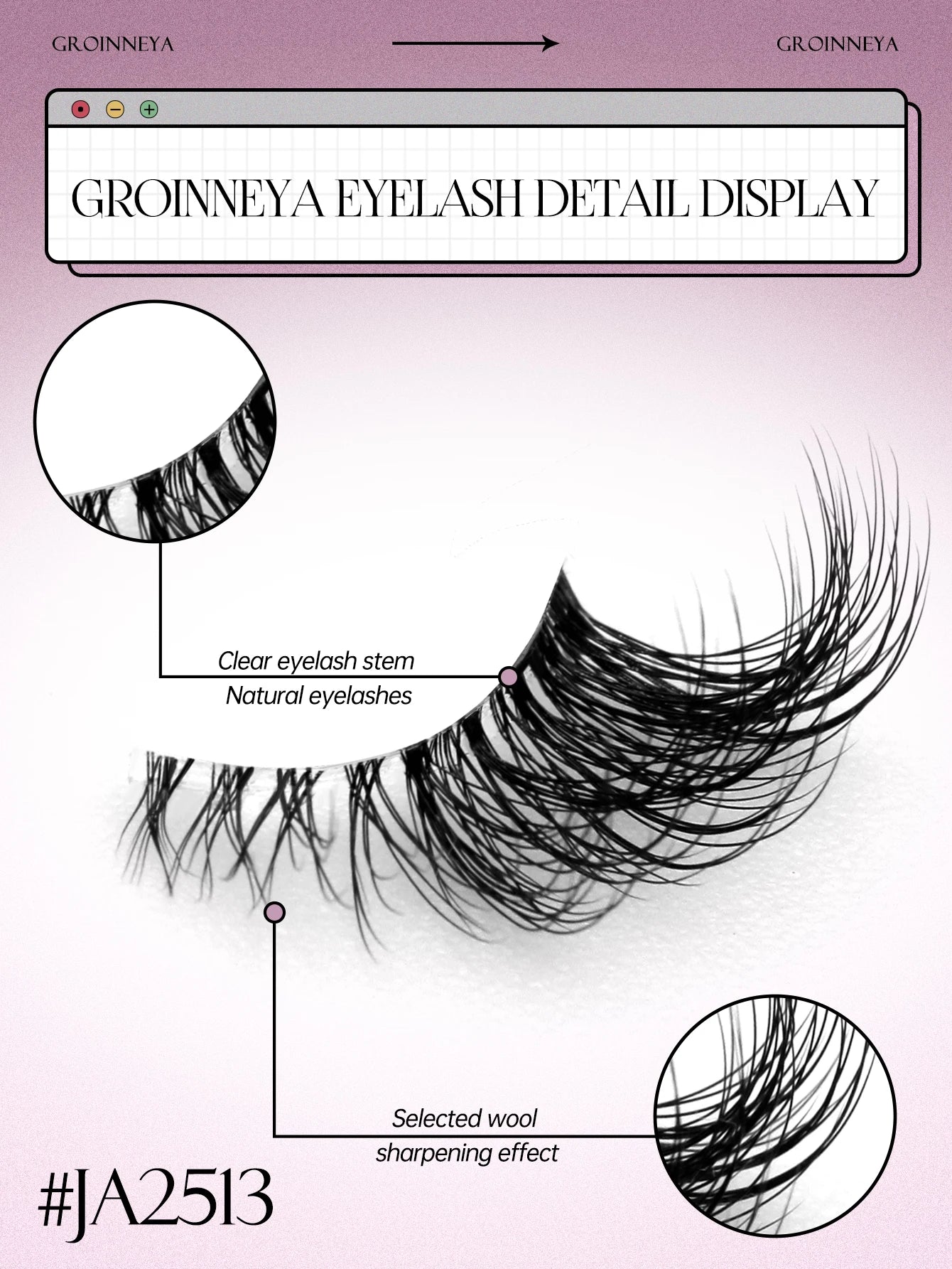 GROINNEYA Demi-cils Demi-cils Doux Naturel Bande De Cils Transparents Aspect Naturel Faux Vison Cils De Vison Fragilisés Extension Maquillage