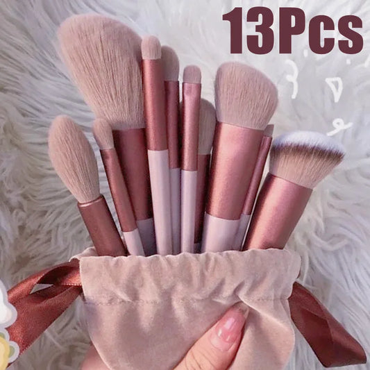 13 PCS Makeup Brushes Set Eye Shadow Foundation Women Cosmetic Brush Eyeshadow Blush Beauty Soft Make Up Tools Bag Eco Chic